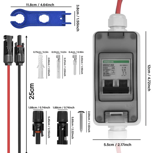 DC Trennschalter Solar PV Umschalter Ausschalter Freischalter 2-polig 32A 500V - Bild 6 von 9
