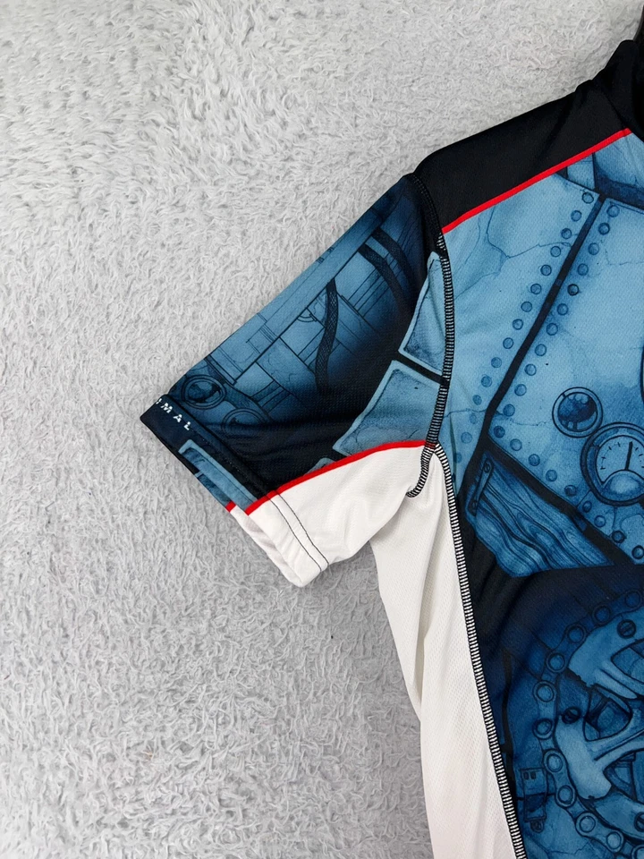 Camiseta de ciclismo Primal adulto pequena azul vermelha manga curta rodas dentadas bolsos correntes - Imagem 3 de 4