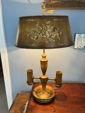 Vintage Toleware Double Socket Tabletop Lamp