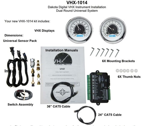 Dakota Digital Universal Dual 5.4" Round Analog Dash Gauge System VHX-1014-S-R - Picture 6 of 7