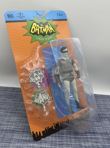 Mcfarlane Batman DC Retro 66 Classics TV Series ROBIN Black & White 6" Figure - Foto 4 di 4