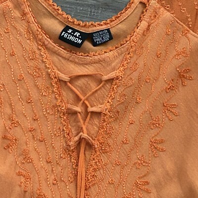 S.R. Fashion Women's Dress One Size may fit S-M Orange Embroidered Tie Dye  Boho | eBay