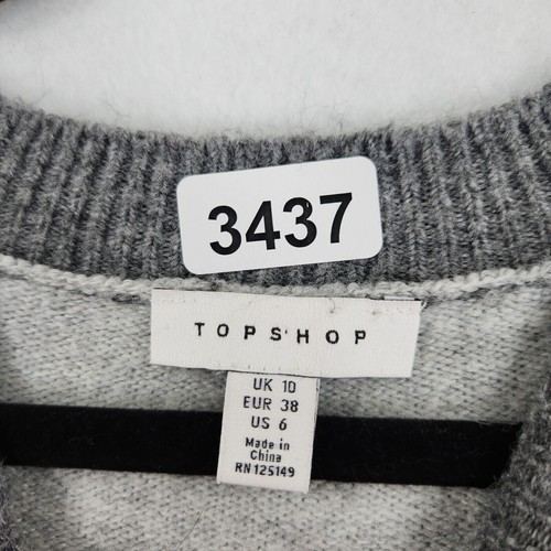 Topshop Sweater Womens 6 Gray Striped Cropped Crew Neck Casual Lightweight - Picture 6 of 9