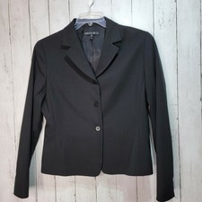 Lafayette 148 Women's Black Size 12 Triple Button Wool Stretch Classic Blazer