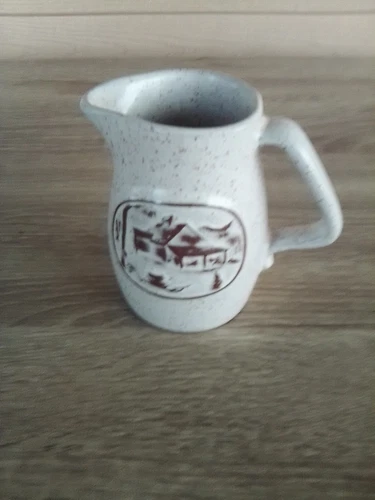 Vintage Onion River Speckled Pottery Syrup/Creamer Made In Vermont