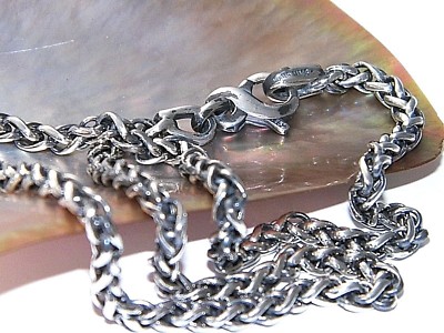 Hand Made .925 Sterling Silver Wheat Profiled Wire Chain Thickness 4mm-23 inches