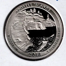 2018-S San Francisco Clad Proof Apostle Island (WI) 25 Cent Coin!