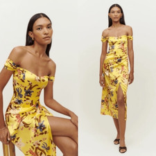Reformation Genesis Silk Midi Yellow Dress Floral Size 6