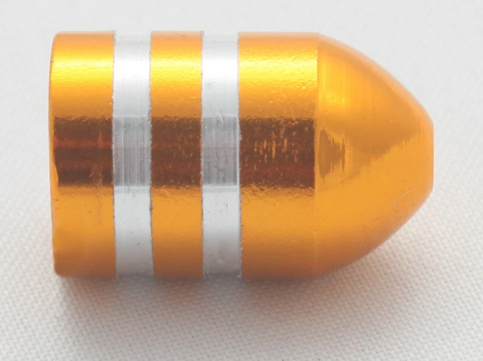 5x Patrone Ventilkappen Munition Alu Ventilkappe Fahrrad Auto Farbe: Gold kurz  - Image 4 of 4