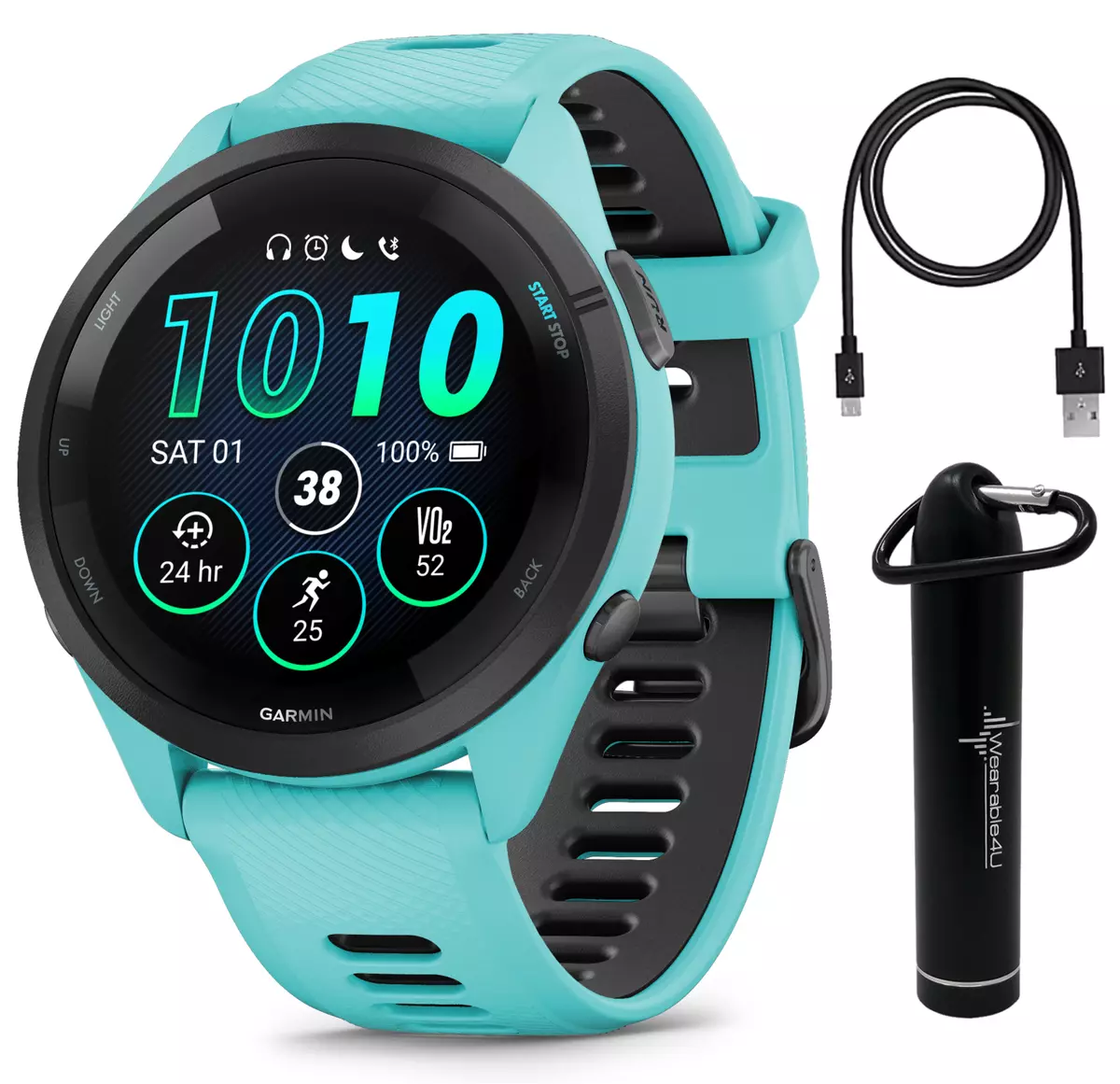 Garmin Forerunner 265 GPS Smartwatch 46 mm Fiber-reinforced polymer  Black/Aqua 010-02810-02 - Best Buy