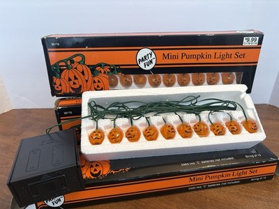 Lot of 3 Mini Ghost Candy Corn Pumpkin 10 Light Sets 1994 Fabri Centers Battery
