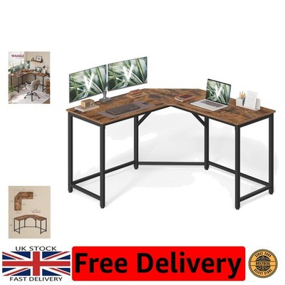 Eleganter L-förmiger Gaming & Arbeitszimmer Schreibtisch, 129x129 cm, rustikales braunes & schwarzes Design
