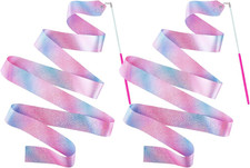 2Pcs Dance Ribbons Gymnastics Ribbon 6.6 Ft Twirling Dancing Ribbons for Kids