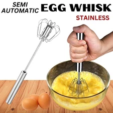 Semi-Automatic Egg Whisk Hand Push Egg Beater Stainless Steel Blender Mixer Tool