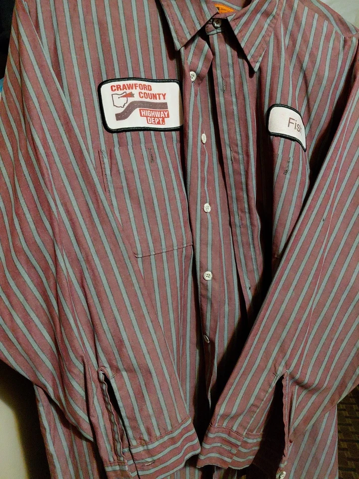 Crawford County Highway Department Fish Uniform Shirt Mens 2XL Recycled Long Slv - Image 3 of 4