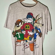Looney Tunes Cross Colours Hip Hop Cast short sleeve sport grey shirt KV32954