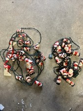 VTG GE String-A-Long 20 Mini Blow Mold Plastic Santa Christmas Lights Sets D4