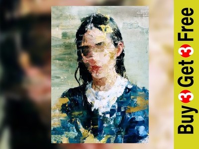 Abstraktes Frauenporträt 5  ×7   Druck auf mattem Papier | Ausdrucksstarke Ölfigur