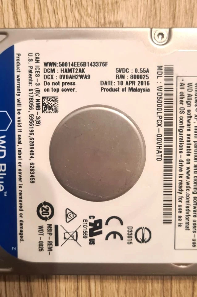 WD Western Digital WD5000LPCX-60VHAT0 500GB Hard Drive 2.5" HDD 2018 T2 WXP1A - Immagine 3 di 4