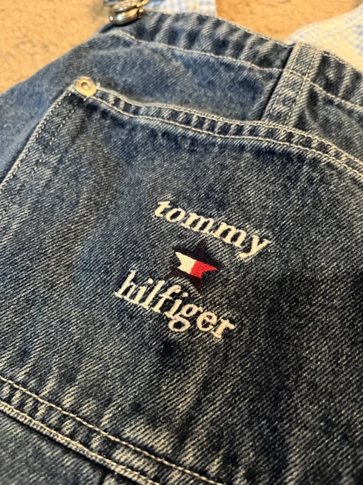 Винтажный короткий джинсовый комбинезон Tommy Hilfiger молодежный размер XL - Изображение 2 из 4