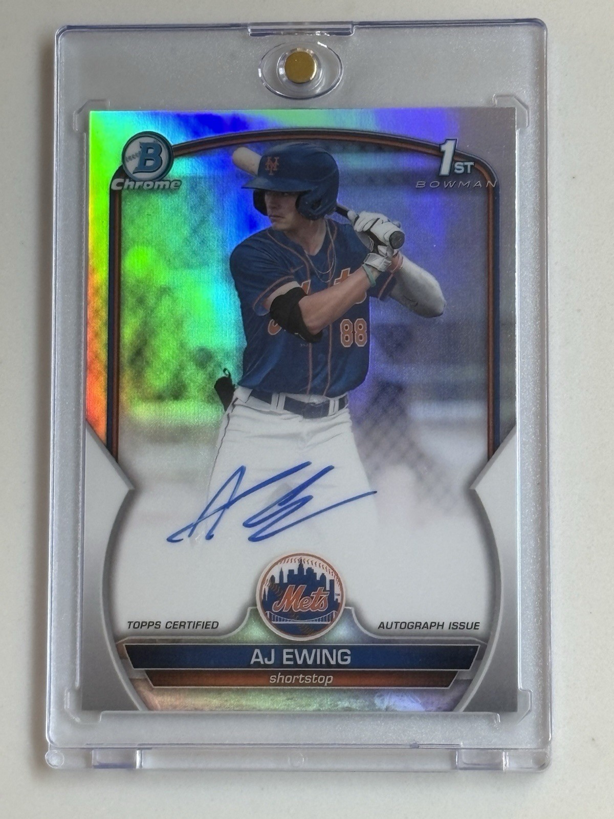 2023 1st Bowman Draft AJ Ewing Chrome Auto Refractor /499 #CDA-AE New York Mets