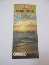 NOS Vintage 1975 Conoco Minnesota State Highway Gas Station Road Map-Box A