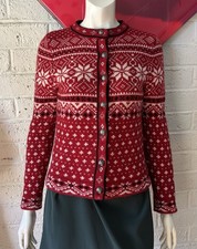 Vintage 80s LL Bean Womens Size XS Cardigan Sweater Nordic Fair Wool Winter