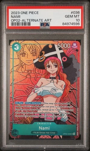PSA 10 GEM MINT - NAMI ALTERNATE ART OP02-036 - One Piece Paramount War Eng
