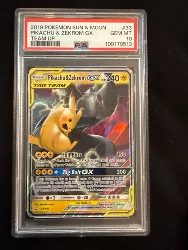 2019 Pokemon Sun & Moon Team Up Pikachu & Zekrom GX 33/181 - PSA 10 GEM MINT