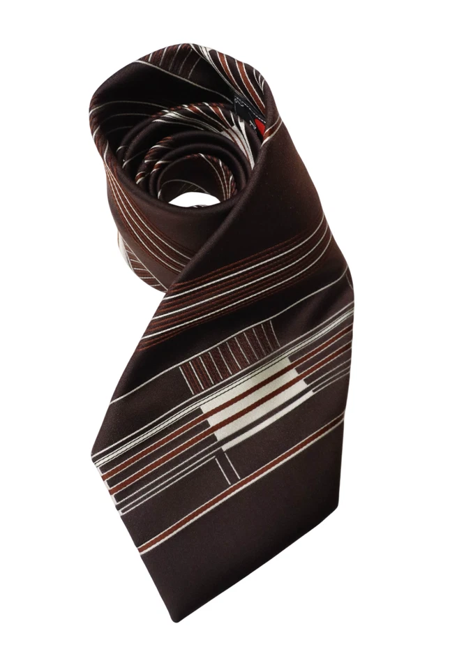 Corbata de Alta Costura GALA Para Hombre Talla Única Marrón Estampado Punta Foto 2 de 4