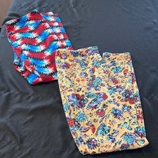 LuLaRoe Tall And Curvy Legging 4th of July Stars  Flowers Pattern One Size 