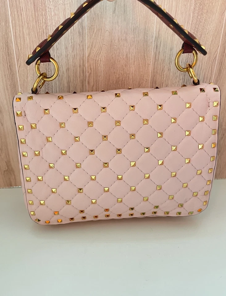 Valentino Garavani Rockstud Spike Mini Bag Pink Leather Quilted Crossbody - Image 3 of 4