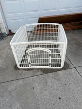 White Folding Plastic Pet Playpen / Exercise Pen With Door - 4 Panel