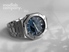 LIMITED STOCK  MLC-502 [Classic Series] casioak - Silver bolt/ Navy Dial Waffle