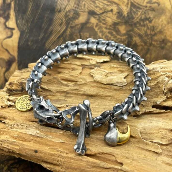 Brazalete Gótico Calavera Hueso Punk Hombres Genial Joyería Accesorio Foto 2 de 4