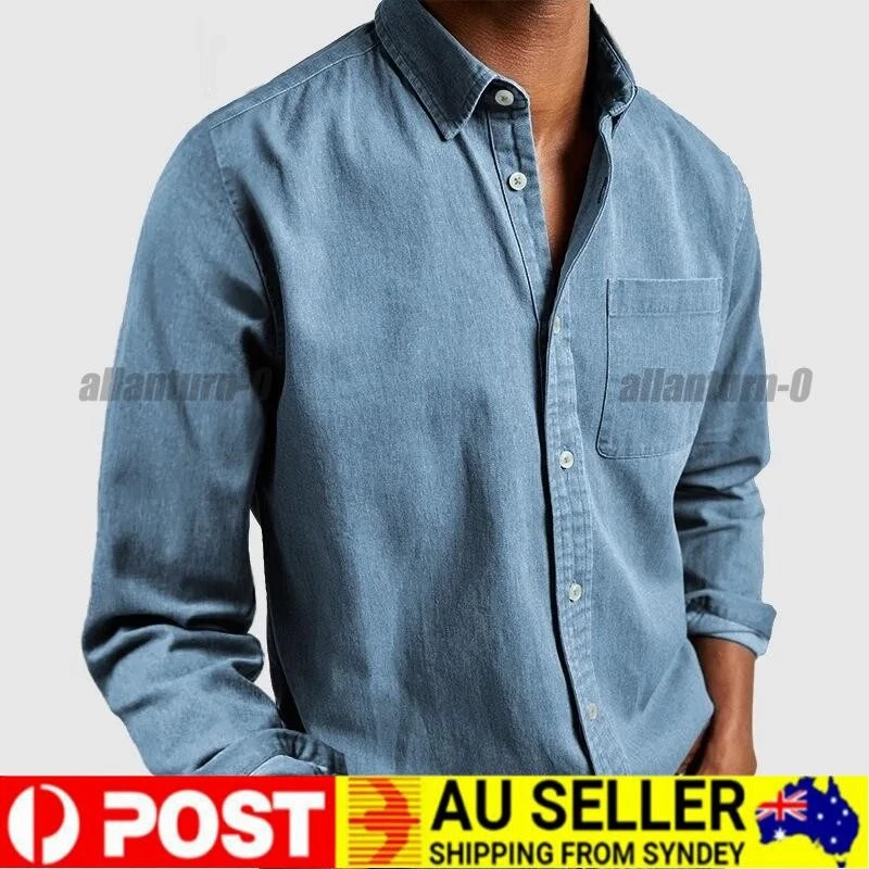 Mens Solid Beach Shirts Cotton Casual Loose LongSleeve Shirt Blouse Tops
