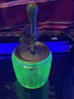 Vintage Green Depression Uranium Glass Beater Mixer Jar And Beater