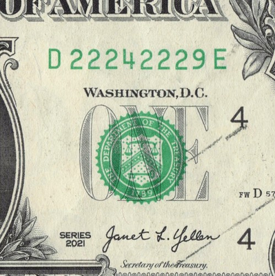 #ad 6 of a Kind 2s Triples Trinary 2s 4s 9s Fancy Serial Number $1 Dollar D22242229E $8.99