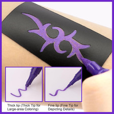 24 Temporary Tattoo Markers with 67 Stencil Dual End Skin Safe Pen for Kid Adult