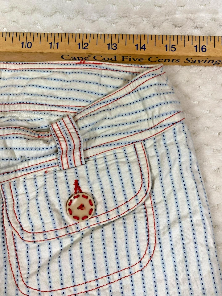 Pantalones cortos Nanette Lepore para mujer 6 blanco roto azul a rayas rojo Foto 2 de 4