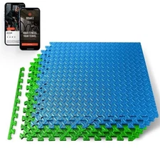 SQUATZ 6pcs Gym Mat, EVA Foam Interlocking Tiles, Water Resistant & Lightweight