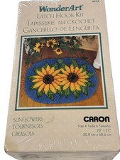 Sunflowers Wonderart Latch Hook Kit by Caron  4274 20 x 27 Inch Sealed Package