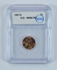 1957-D Lincoln Wheat Cent MS66 RD ICG *7533
