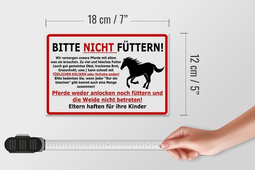 Blechschild Warnschild 18x12cm (Pferd) Bitte nicht füttern Deko Schild - Bild 5 von 5