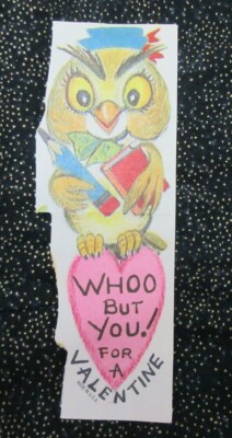 Vintage UNSIGNED Valentine Card ANTHROPOMORPHIC OWL WHOO BUT YOU! FOR A VALENTIN