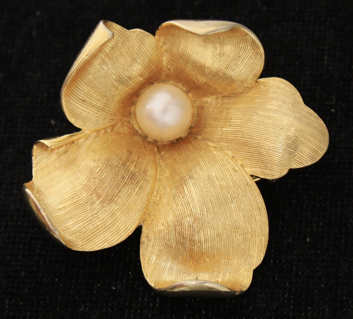 Vtg. BOUCHER Signed Numbered Genuine Pearl Brushed Gold Tone