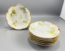 Set of 6 Haviland Limoges Schleiger 460G Gold Trim Berry Dessert Bowls 5"