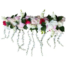 Artificial Silk Rose Flower Backdrop Wedding Row Decor Floral Wall Arrangements