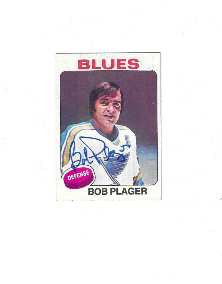 Signed Autographed BOB PLAGER St. Louis Blues 1975-76 Topps Card #131 COA