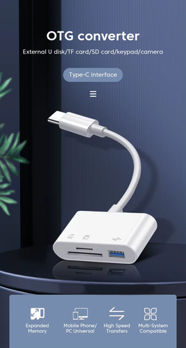 USB C to SD Card Reader with USB 3.0 Thunderbolt to Micro SD 3 in 1 OTG - Picture 3 of 9